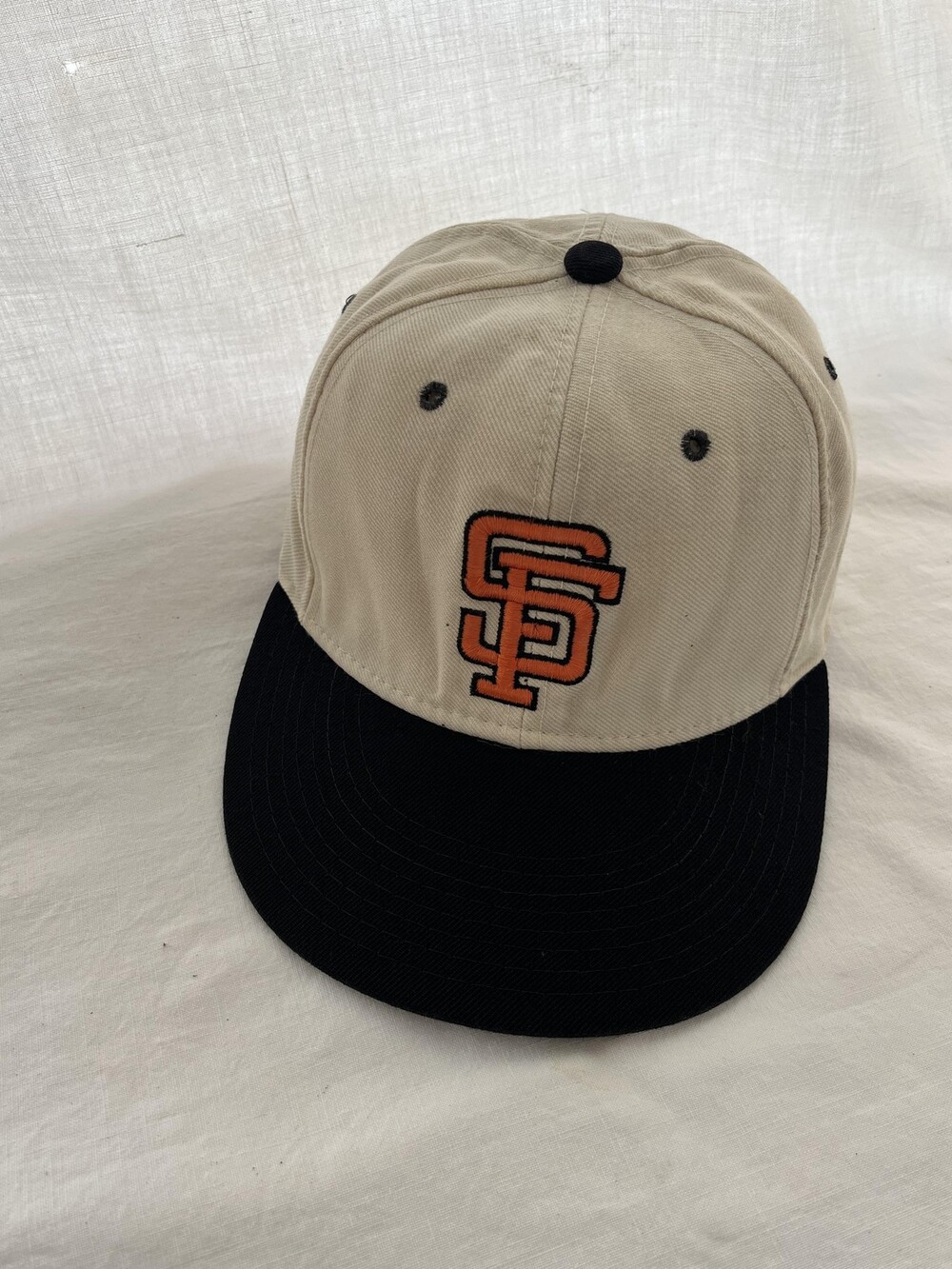 Vintage San Francisco Giants Hat New Era Cap 80s 90s Mens 6 7/8 Beige Black MLB